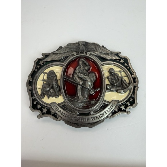 Bergamot Brass Works Other - 1985 Bergamot Brass Works Championship Wrestling Belt Buckle USA Vintage Large‎